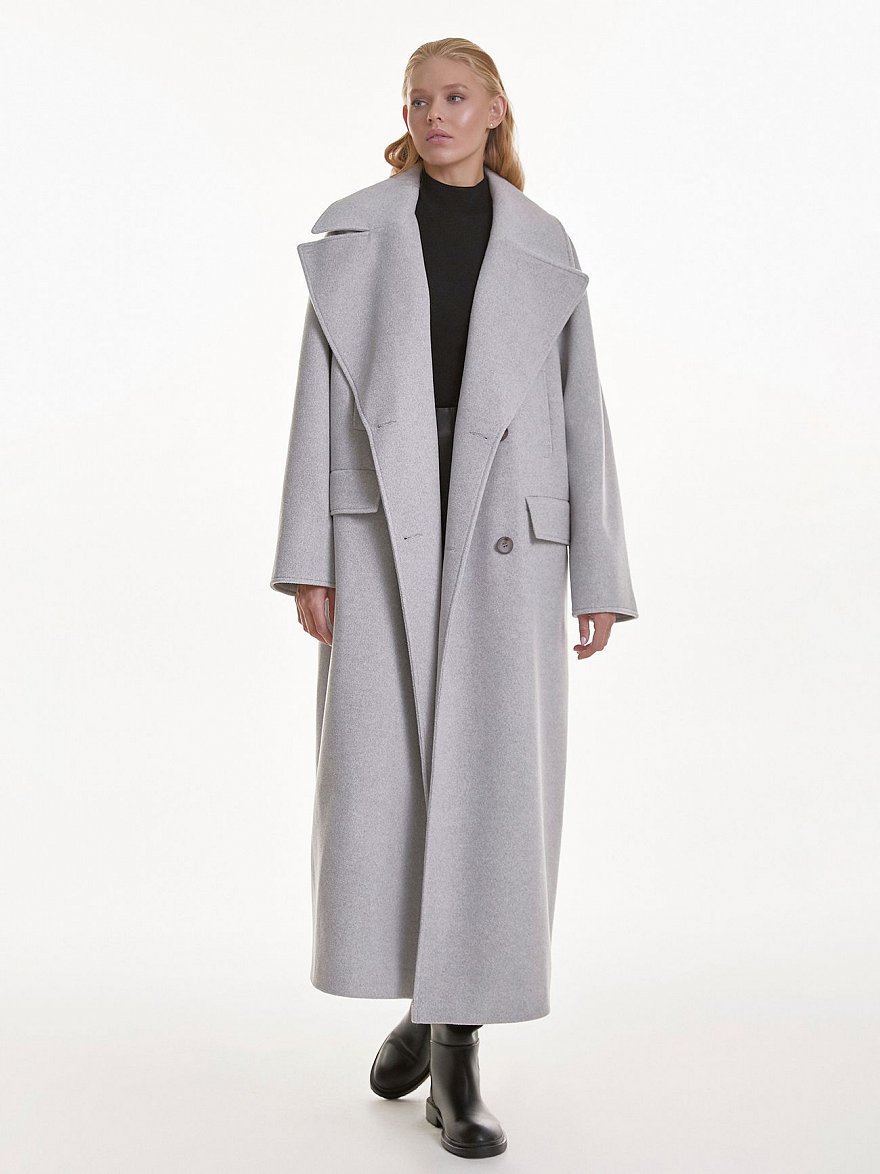 Серое пальто в стиле OVERSIZE 