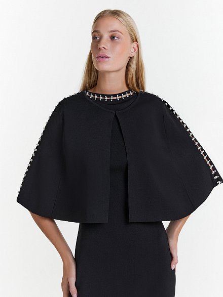 Черное вечернее платье с болеро декорированное стразами NY Collection