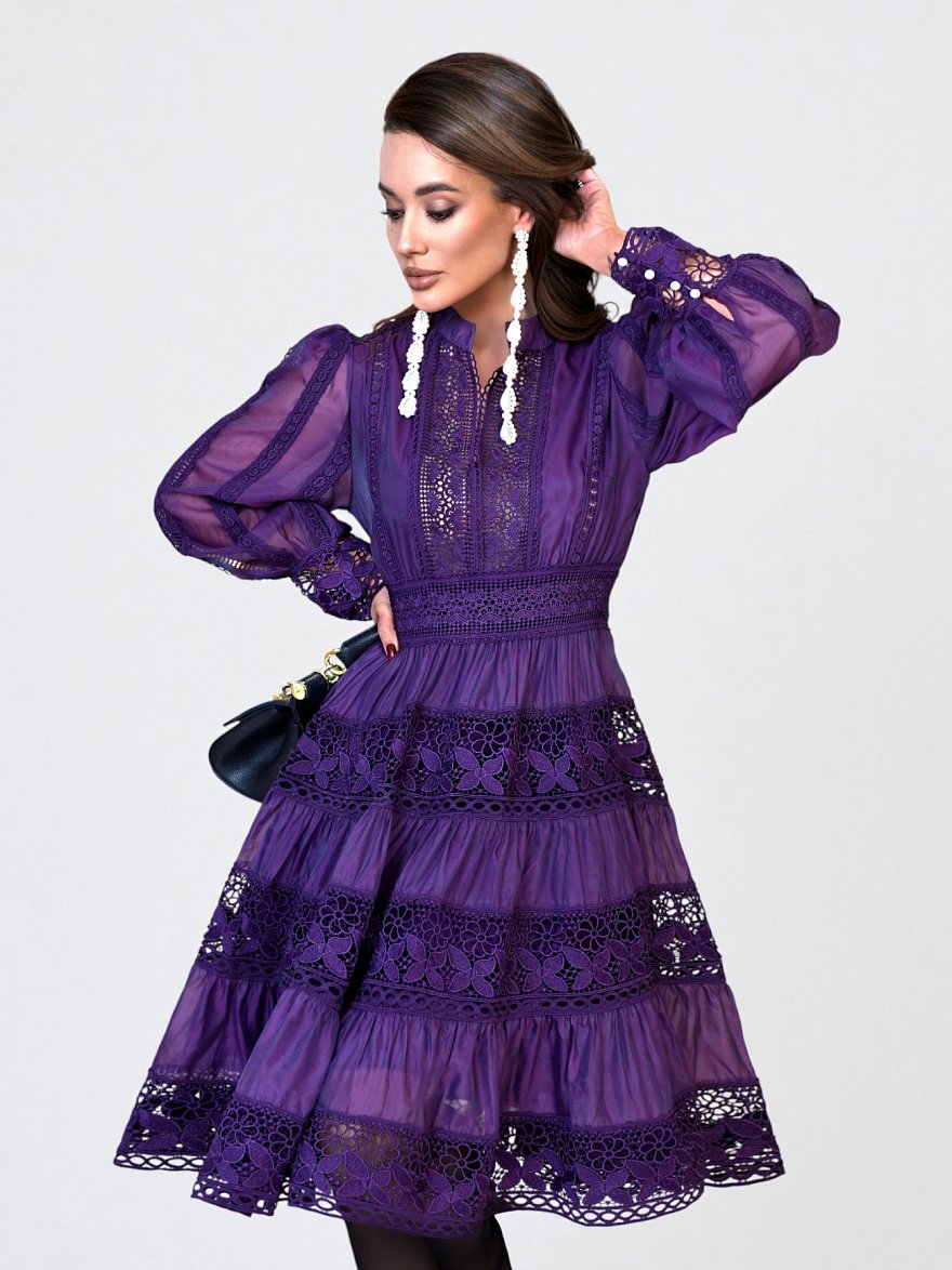 Платье с кружевом цвета сливы NY Collection