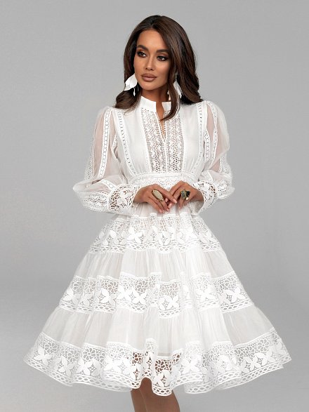 Белое кружевное платье NY Collection