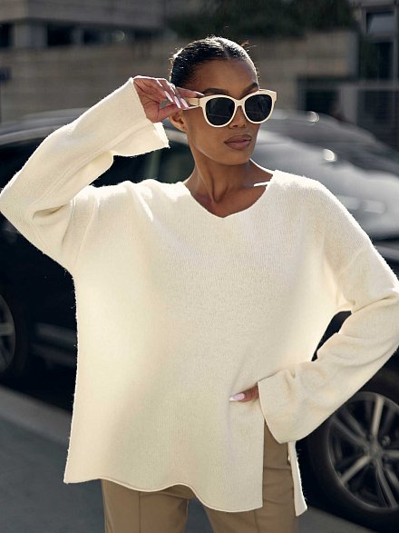Кашемировый джемпер в стиле OVERSIZE