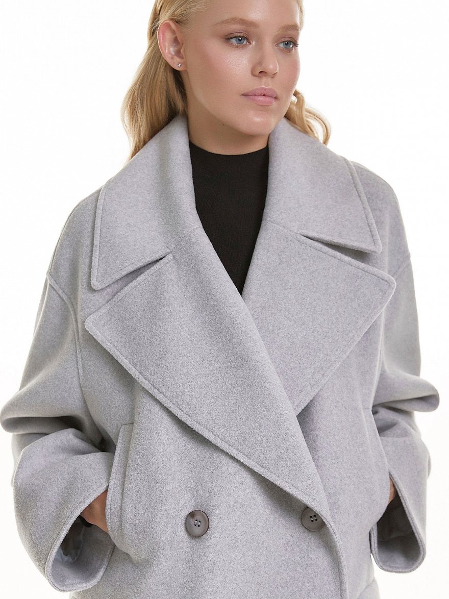 Серое пальто в стиле OVERSIZE 
