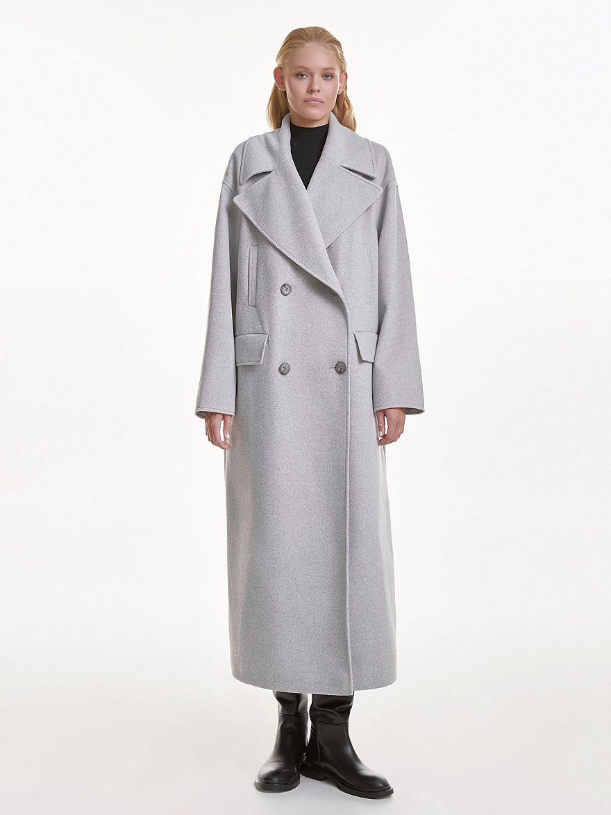 Серое пальто в стиле OVERSIZE 