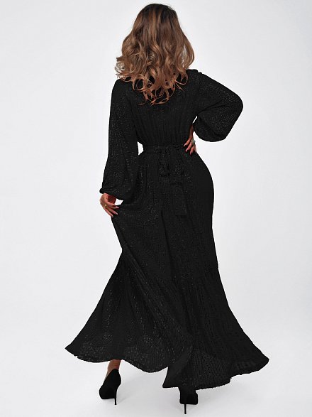 Черное длинное вечернее платье с пайетками NY Collection
