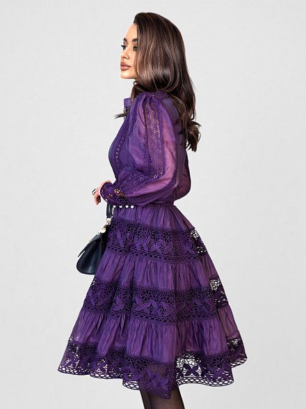 Платье с кружевом цвета сливы NY Collection