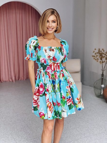 Хлопковое платье с принтом D&G