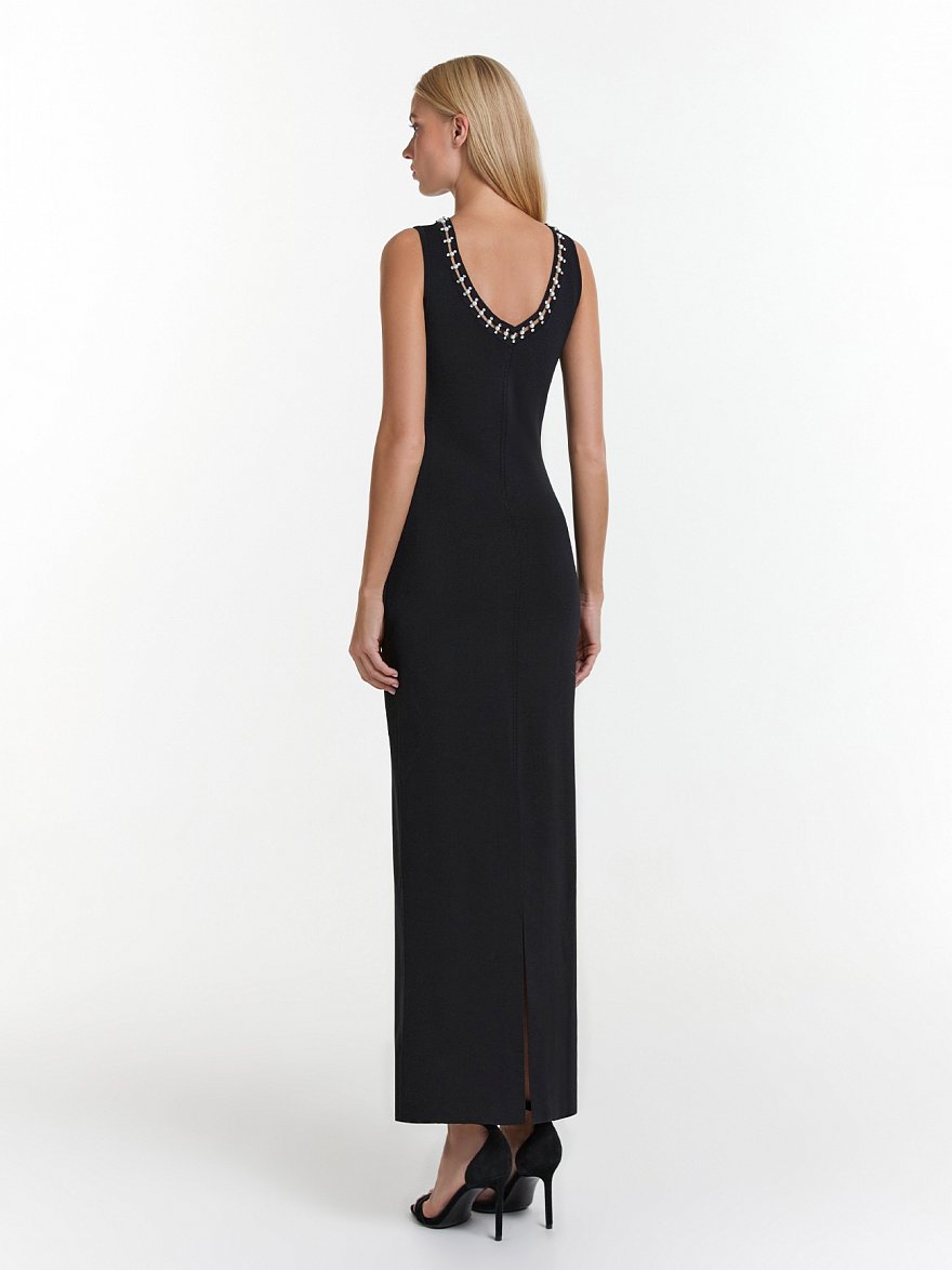 Черное вечернее платье с болеро декорированное стразами NY Collection