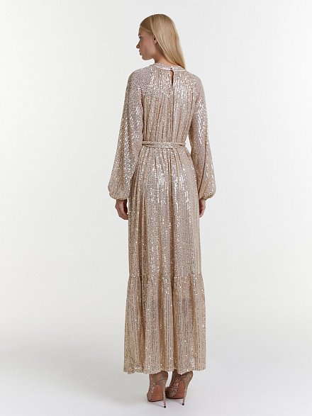Золотое длинное вечернее платье с пайетками NY Collection