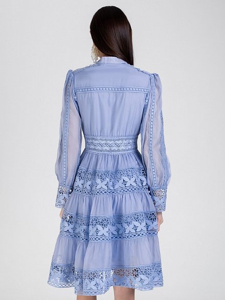 Струящееся платье декорированное кружевом NY Collection