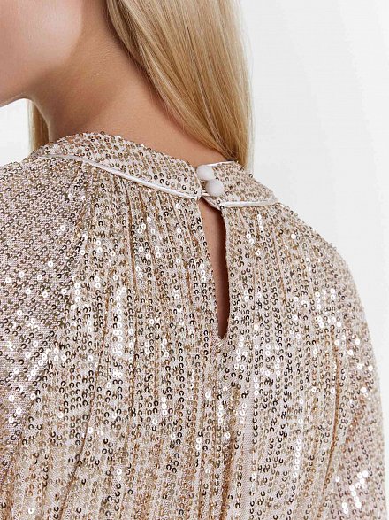 Золотое длинное вечернее платье с пайетками NY Collection